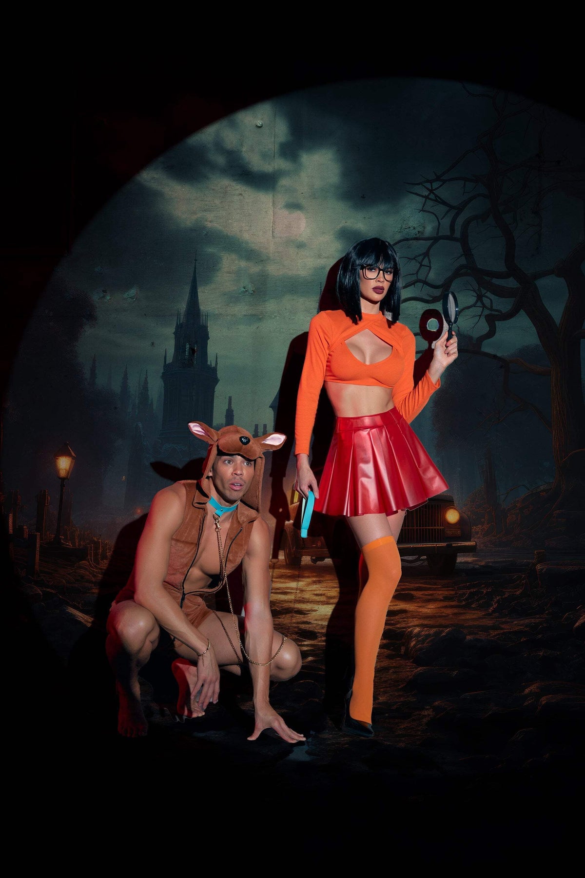 Mystery Pup 2pc Scooby Inspired Cosplay Men's Halloween Costume