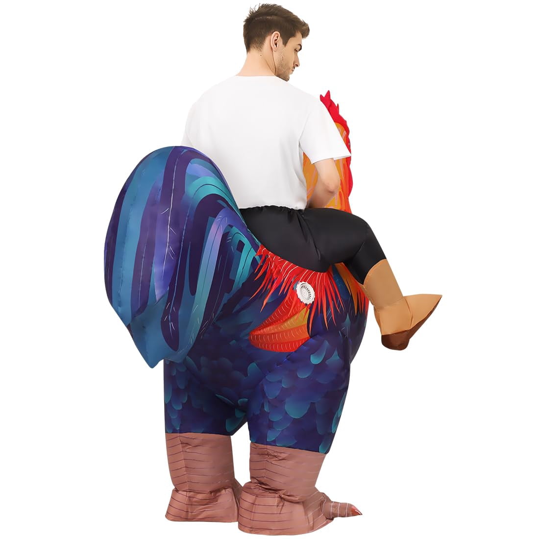 COMIN 72 inch Inflatable Chicken Costume Rooster Adult Suit Funny Cosplay Halloween Costume for Men Women Birthday Party