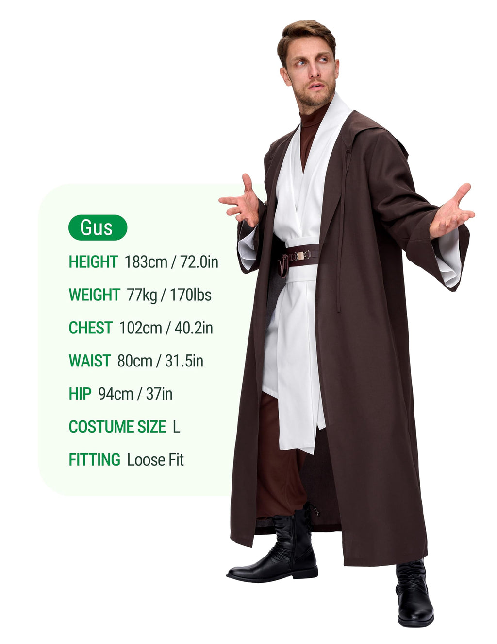 Joyfy Men's Priest Costume Black Priest Father Robe Stole for Halloween Party Dress up Cosplay