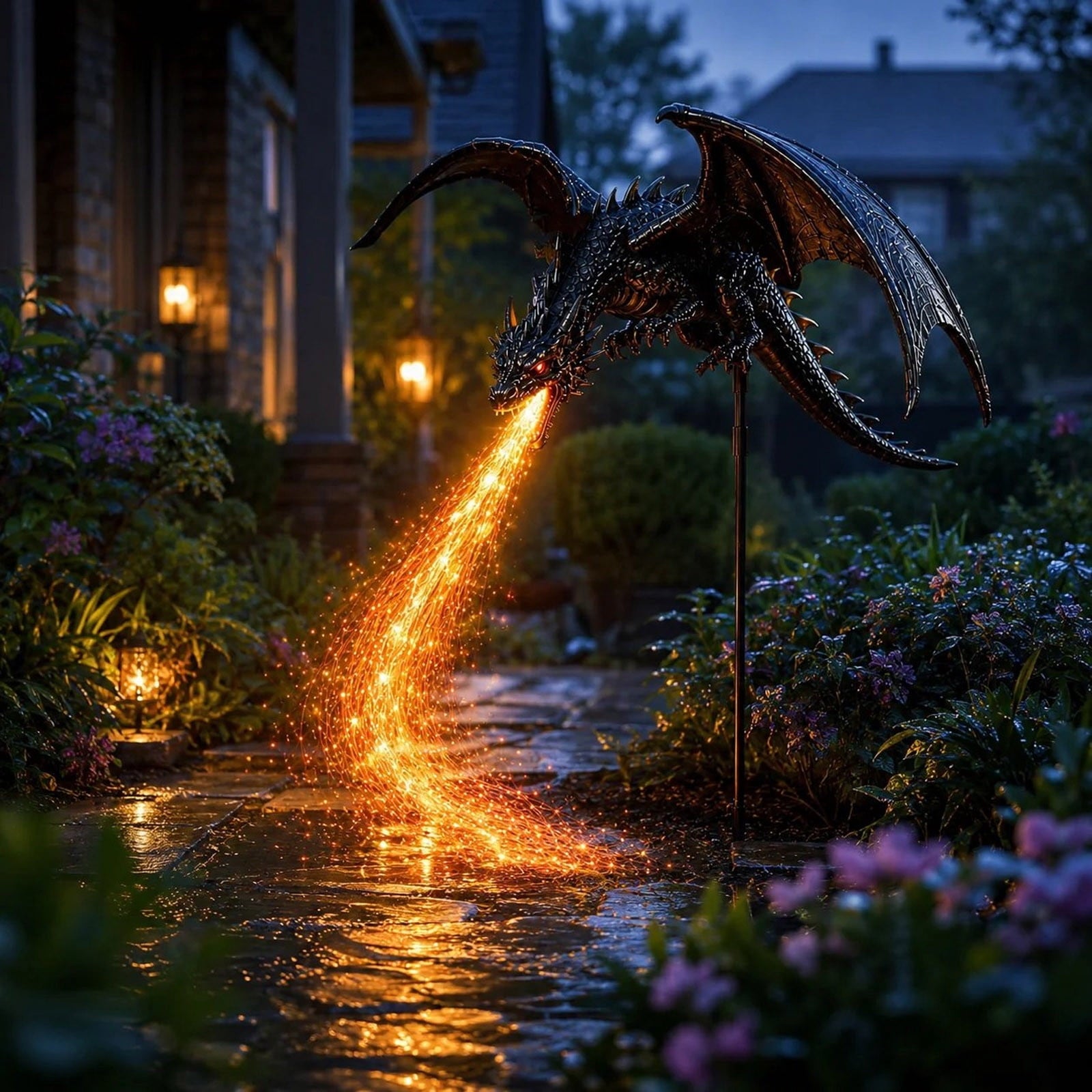 Halloween Witch Cauldron Garden Stake Lights, 2.7Ft LED Color Waterfall-Style Light Flow Flying Witch Garden Stake, Waterproof Weather Resistant Projector Lights for Outdoor Yard, Lawn, Pathway