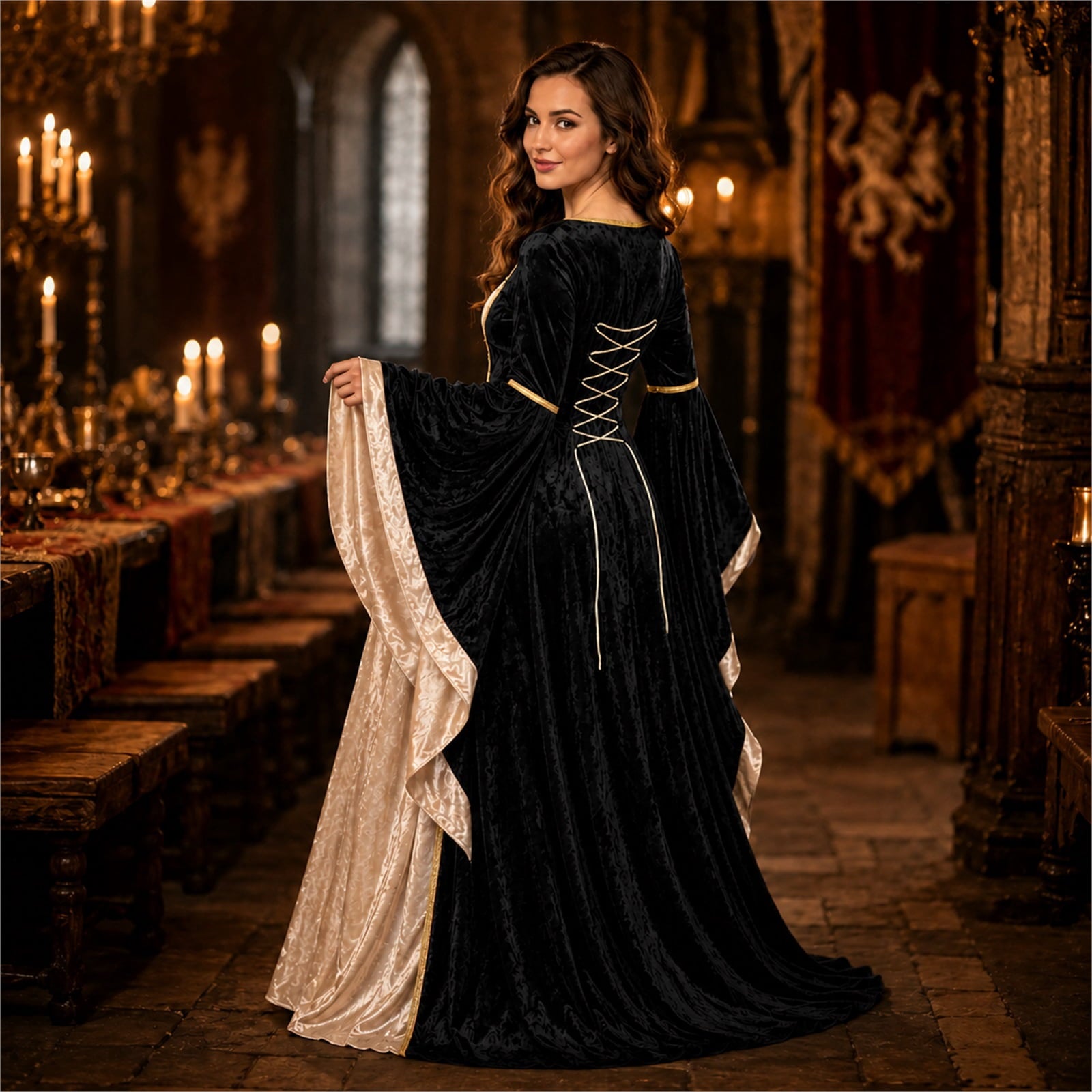 Witch Dress for Women Costume Halloween Vampire Dress 2026 Gothic Witch Costume Women Renaissance Medieval Velvet Outfit Cosplay Party White S