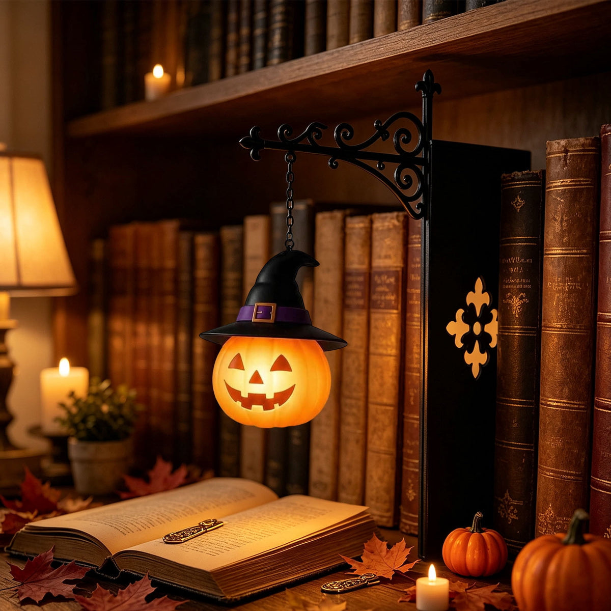 Halloween Ghost Library Lantern Decorative Bookshelf Lighting, Reading Book Shelf Lights for Study Reading Corner Home Library Gift for Book Lovers Bookworms