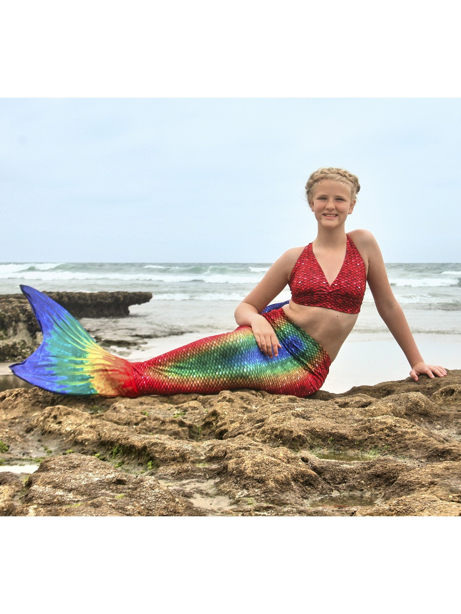 Sun Tail Mermaid Blue Lagoon Tail Skin, Size Child Extra Large (Monofin Not included) for Girls