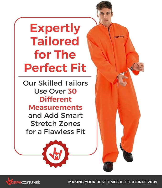 Fun Shack Mens Orange Prisoner Costume Adult Convict Jail Jumpsuit Fancy Dress Halloween Orange XL