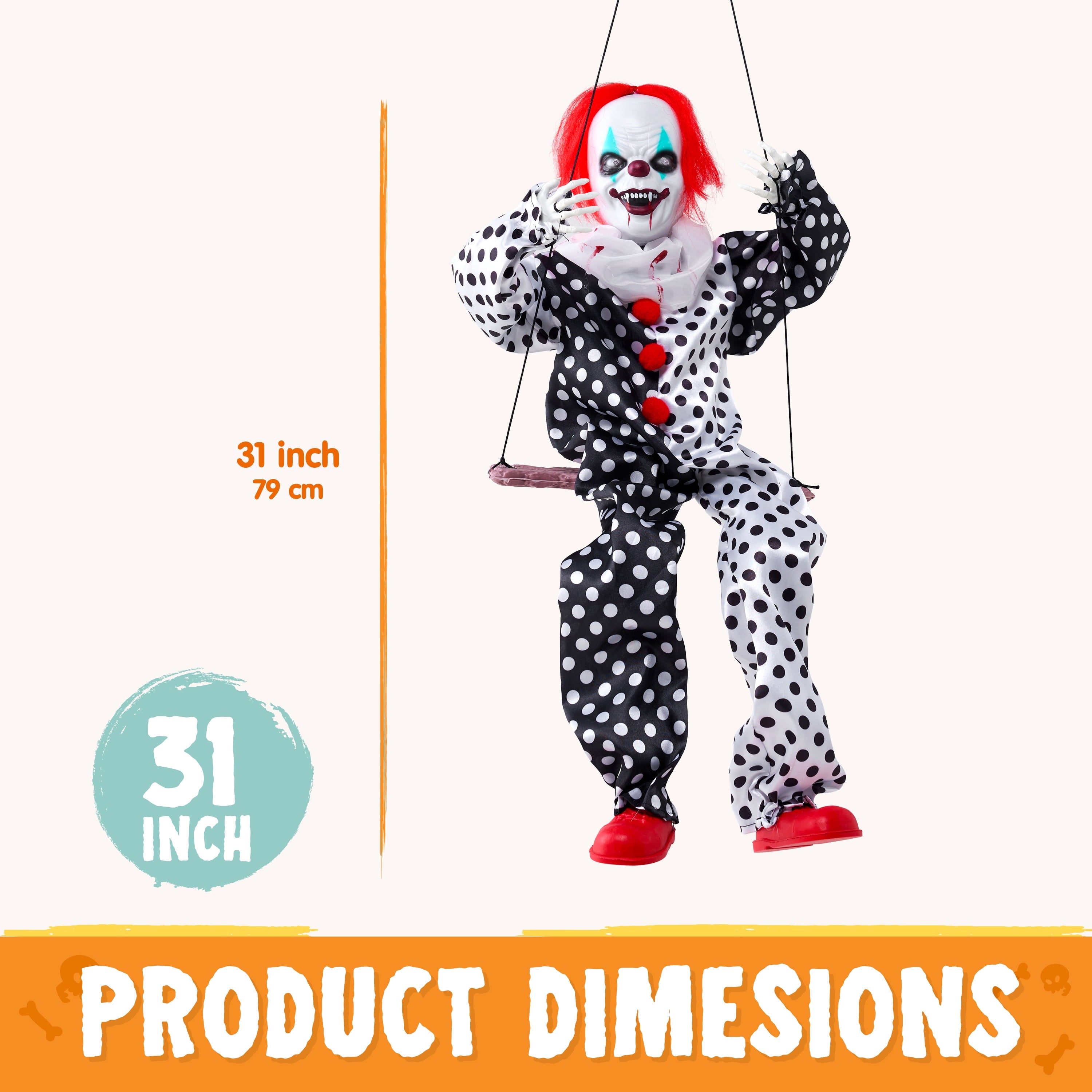Joyfy 3 FT Halloween Hanging Swinging Skeleton,Light Up Creepy Grim Reaper with Black Hood Decorations for Halloween Hanging Decorations Indoor Outdoor Yard Home Decorations