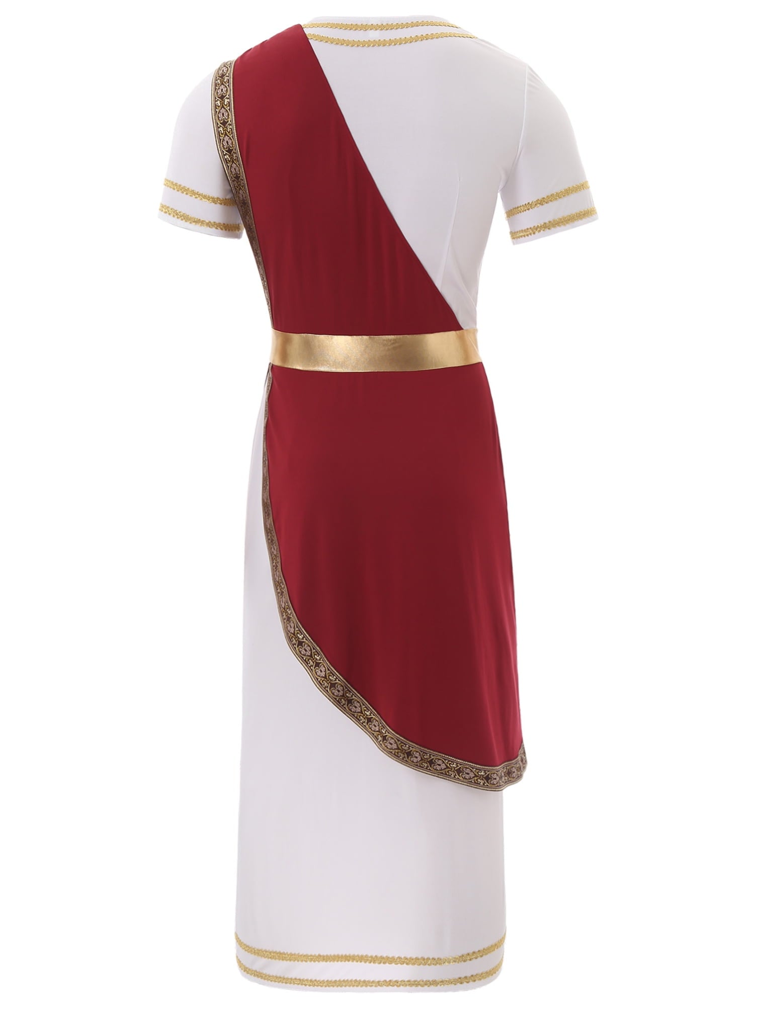 iixpin Mens Halloween Toga Robe Ancient Roman Costume Short Sleeve Greek God Tunic with Belt Yellow 3XL