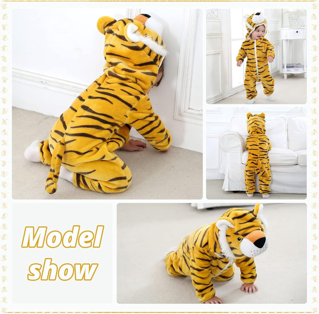 WIBACKER 0-3T Unisex Baby Animal Costume Winter Autumn Flannel Hooded Romper Christmas and Halloween Panda Cosplay Jumpsuit