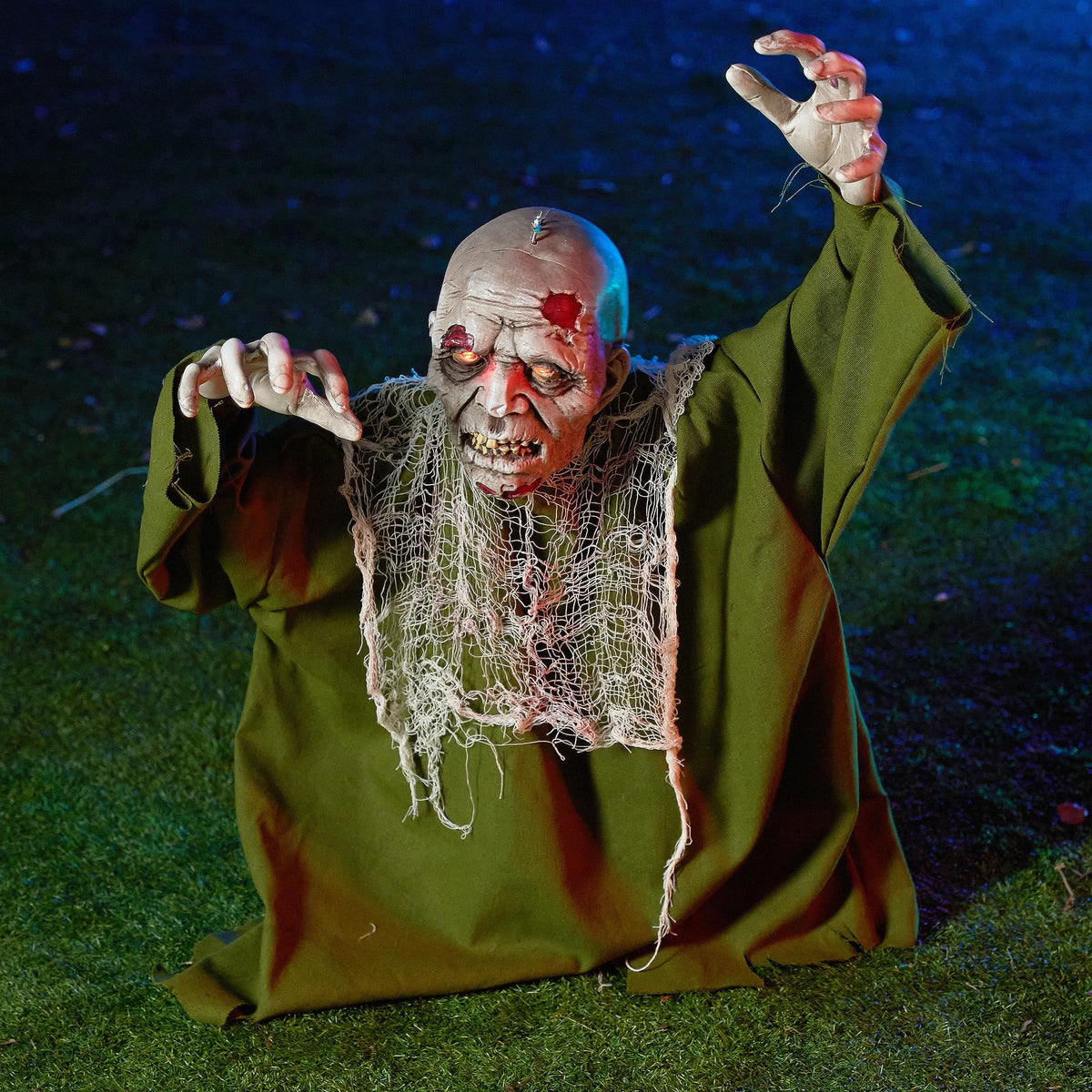 Joyfy Halloween Groundbreaker Animated Halloween Decorations Zombie with Crawling Creepy Animatronic Decorations with Movable Arms,Outdoor Scary Halloween Yard Decorations