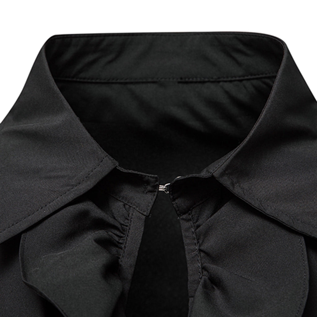 Men LYXSSBYX Mens Shirts Long Sleeve Pullover Stand Collar Ruffled Renaissance Shirt Steampunk Trumpet Sleeve Top