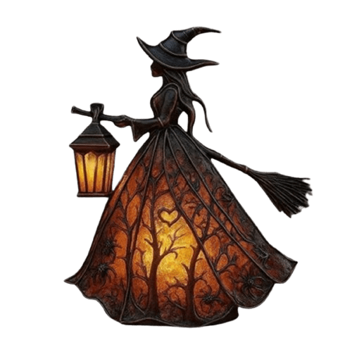 XEOVHV Halloween Witch Lamp, Light Up Witch Figurine, Spooky Table Night Light for Halloween Decoration, Stained Gothic Witches Led Lamp, Holiday Decorations for Bedroom