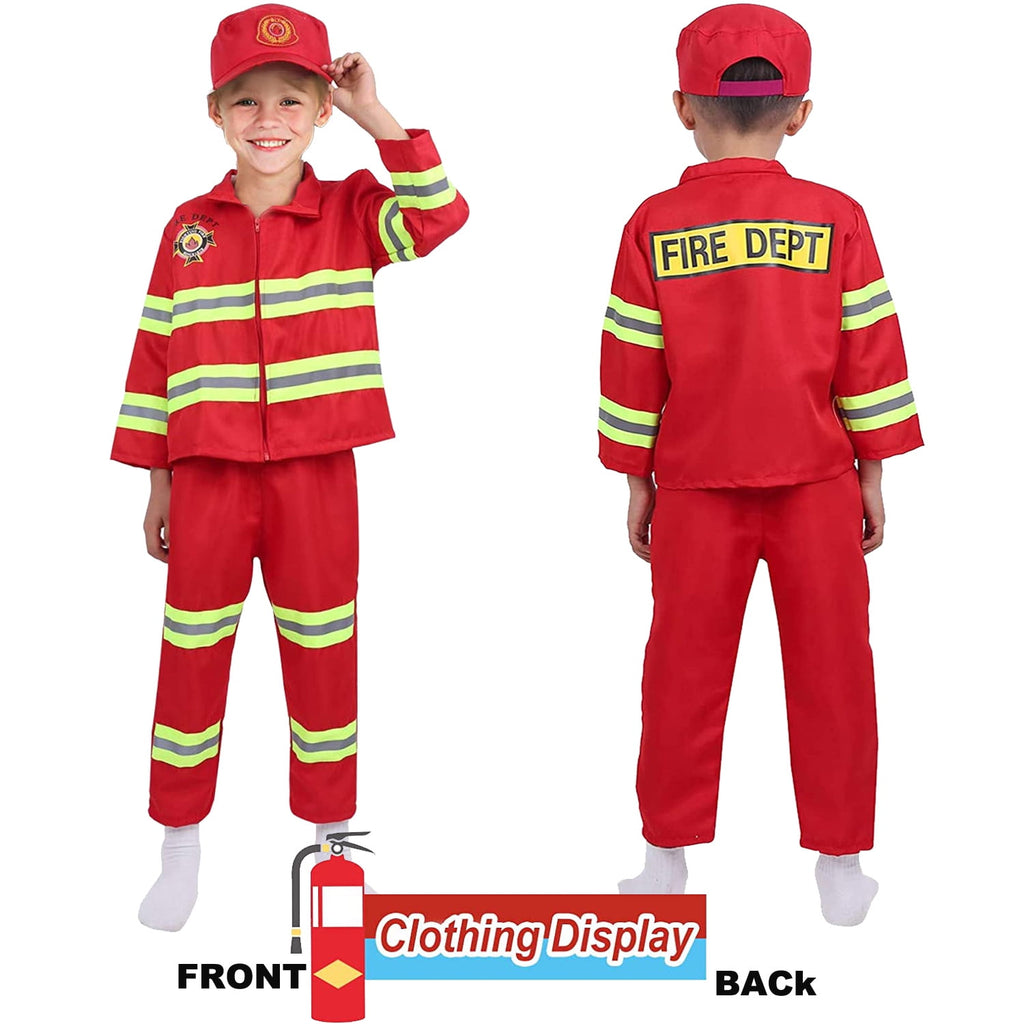 Fire Chief Costume Firefighter Role Play Fireman Dress-up Set for Kids 3-6 Years Toddler Best Gift Birthday Christmas Present(10 pcs)