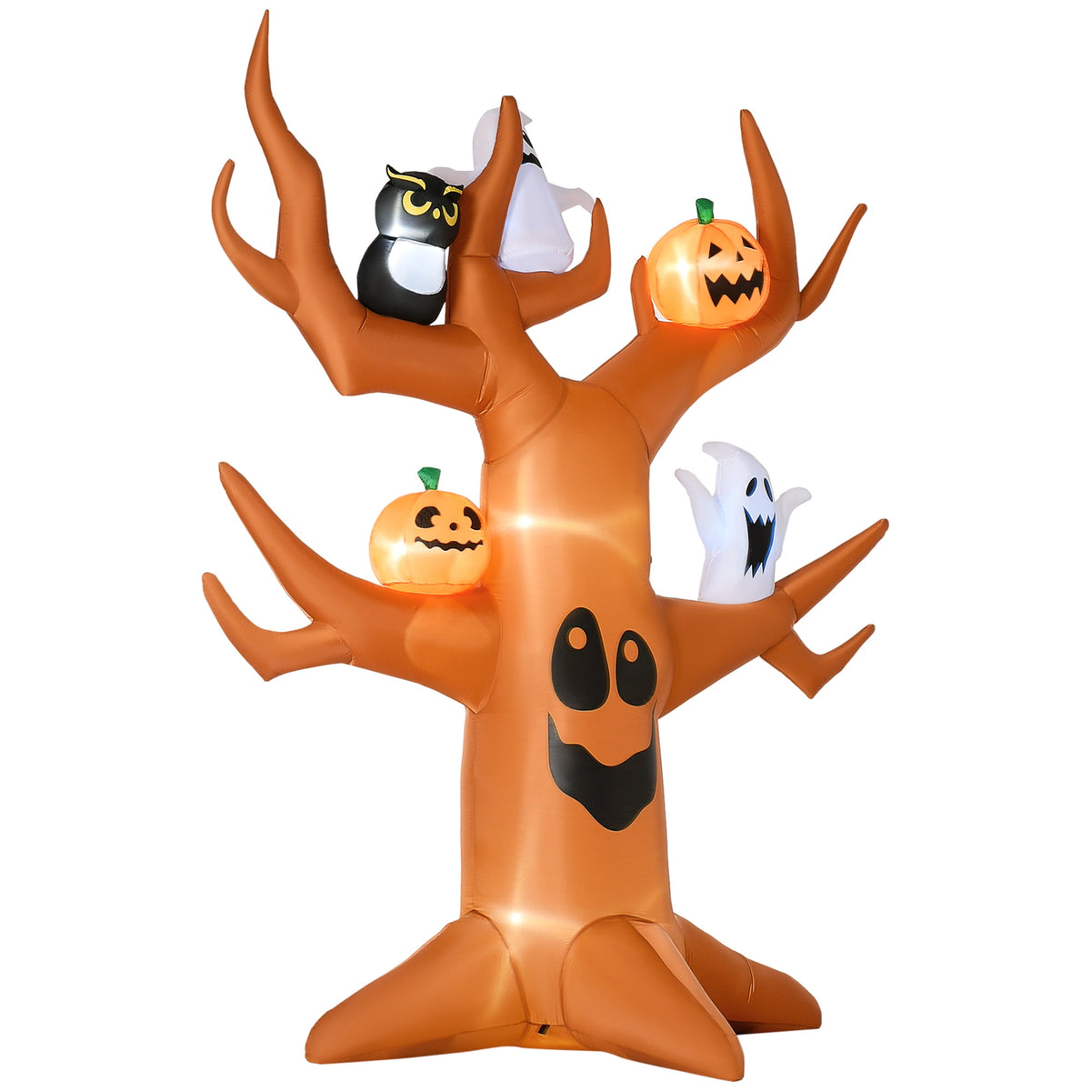 Outsunny 5' Halloween Inflatables Outdoor Decorations Ghost Tree with Pumpkins, Blow-Up LED Yard Decor Indoor Outdoor for Garden, Lawn, Party, Holiday