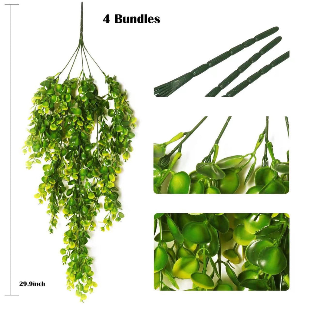 2-Pack Fake Hanging Plants, Faux Hanging Plant Artificial Greenery for Living Room Bedroom Boho Wall Shelf Indoor Outdoor Decor Artificial Hanging Plants