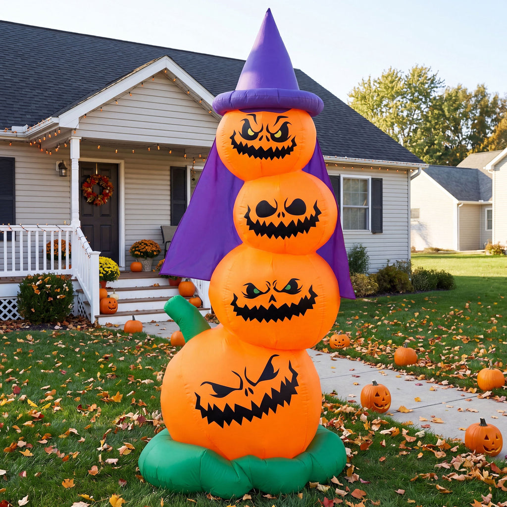 Joyfy 6 FT Halloween Inflatables Stacked Pumpkins with Build-in LEDs for Porch,Halloween Pumpkin Decor Blow up Yard Decorations