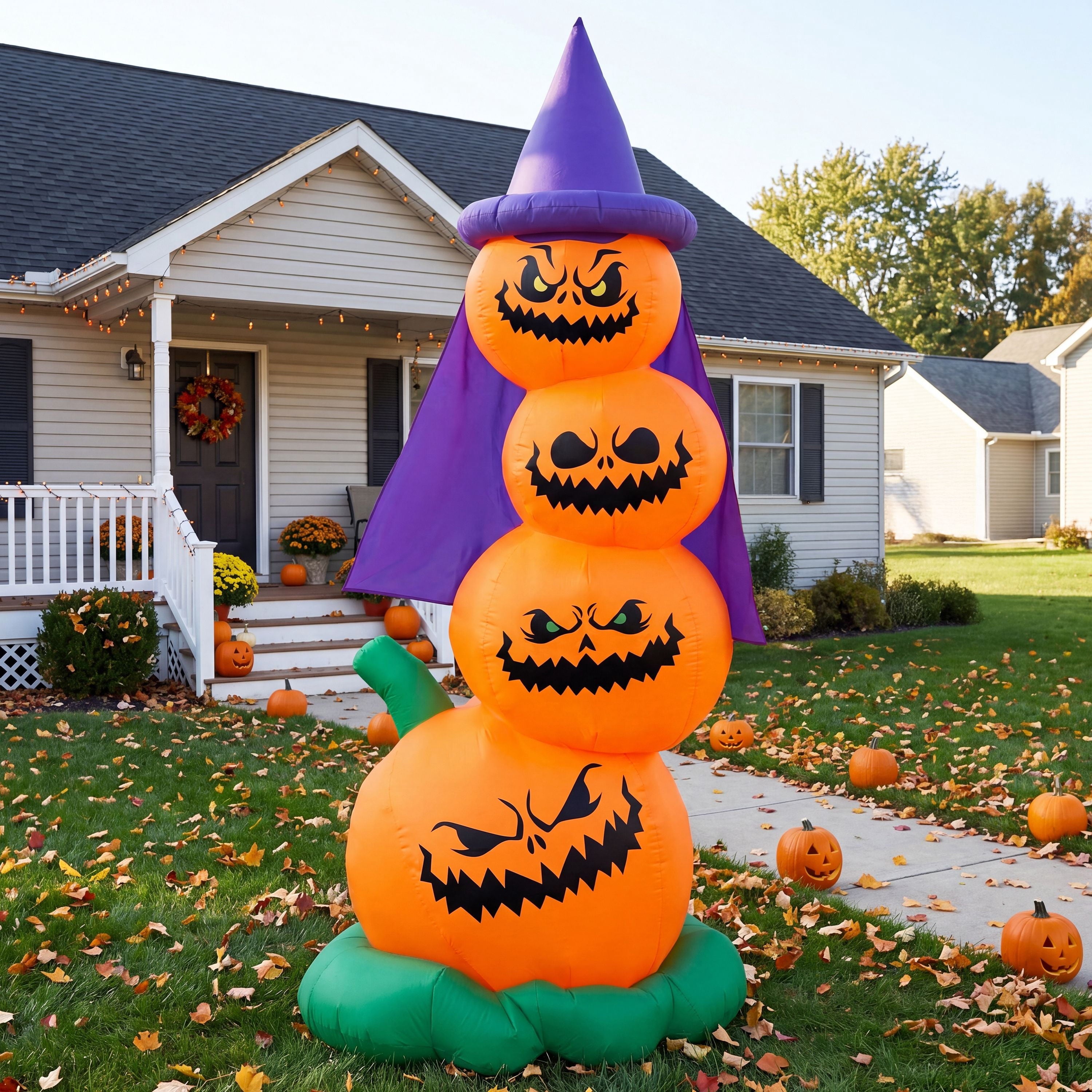Joyfy 6 FT Halloween Inflatables Stacked Pumpkins with Build-in LEDs for Porch,Halloween Pumpkin Decor Blow up Yard Decorations