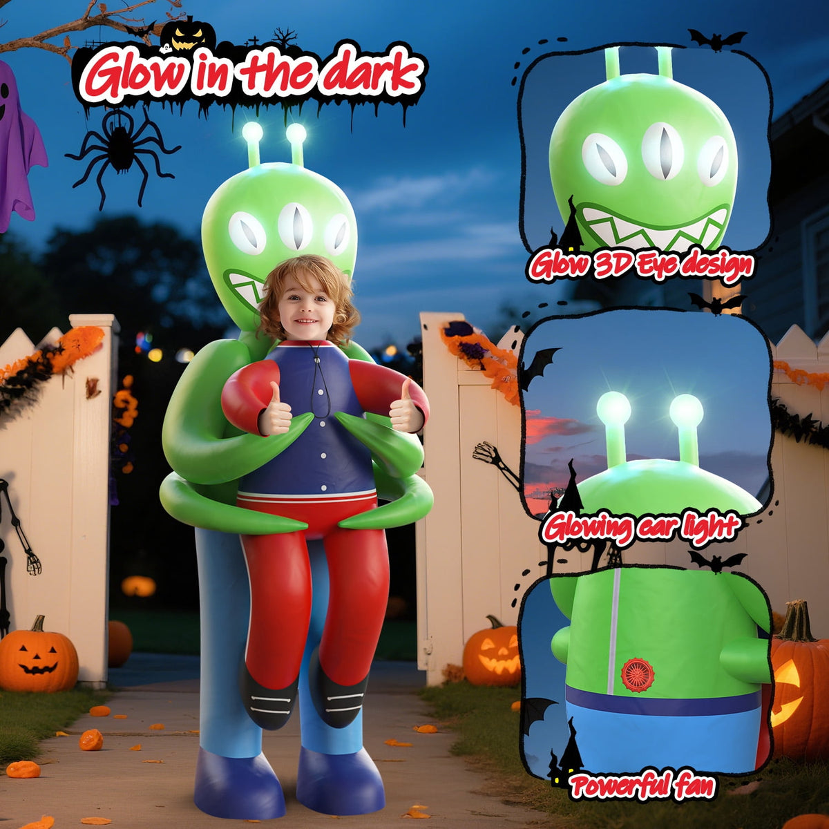 WonderStone Axolotls Inflatable Costume with LED Lights, Halloween Ride-on Costume, Blow-Up Dragon Onesie for Cosplay Party, Suitable for Kids Ages 7-12