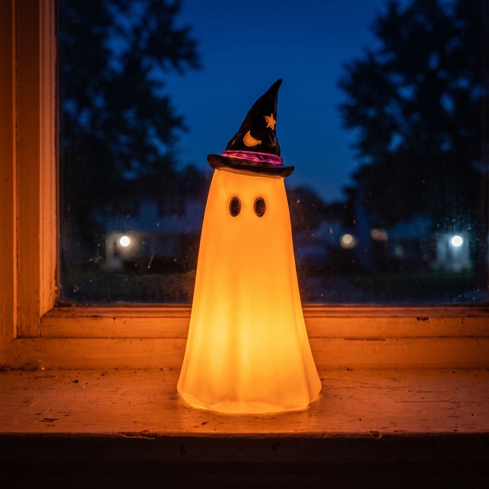 Halloween Decor Witch Hat Lamp, LED Halloween Night Light, Halloween Decorations Indoor, Witchy Decor for Shelf Mantel Table, Gothic Home Decoration