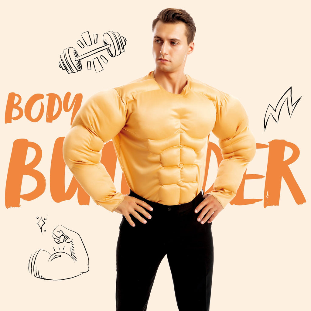 Joyfy Halloween Muscle Costume for Kids, Body Builder Costume Shirt Kids Boys Suit for Halloween Dress-up Party 5-14 Years