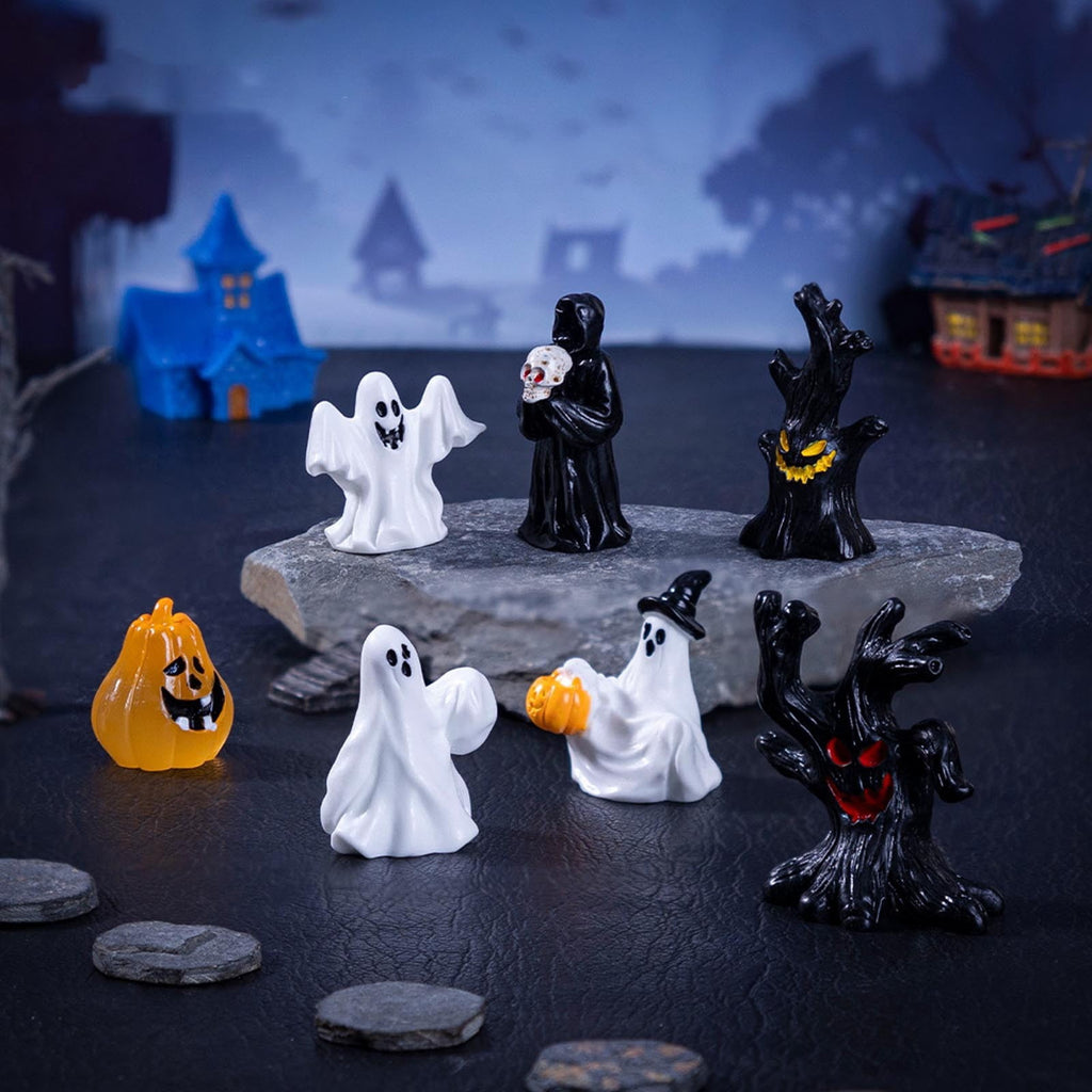 PEIBang Halloween Miniature Ghost Figurine 3.15 in Scary Resin Decor for Tabletop Shelf Display with Realistic Textures Dark-Tone Halloween Decoration