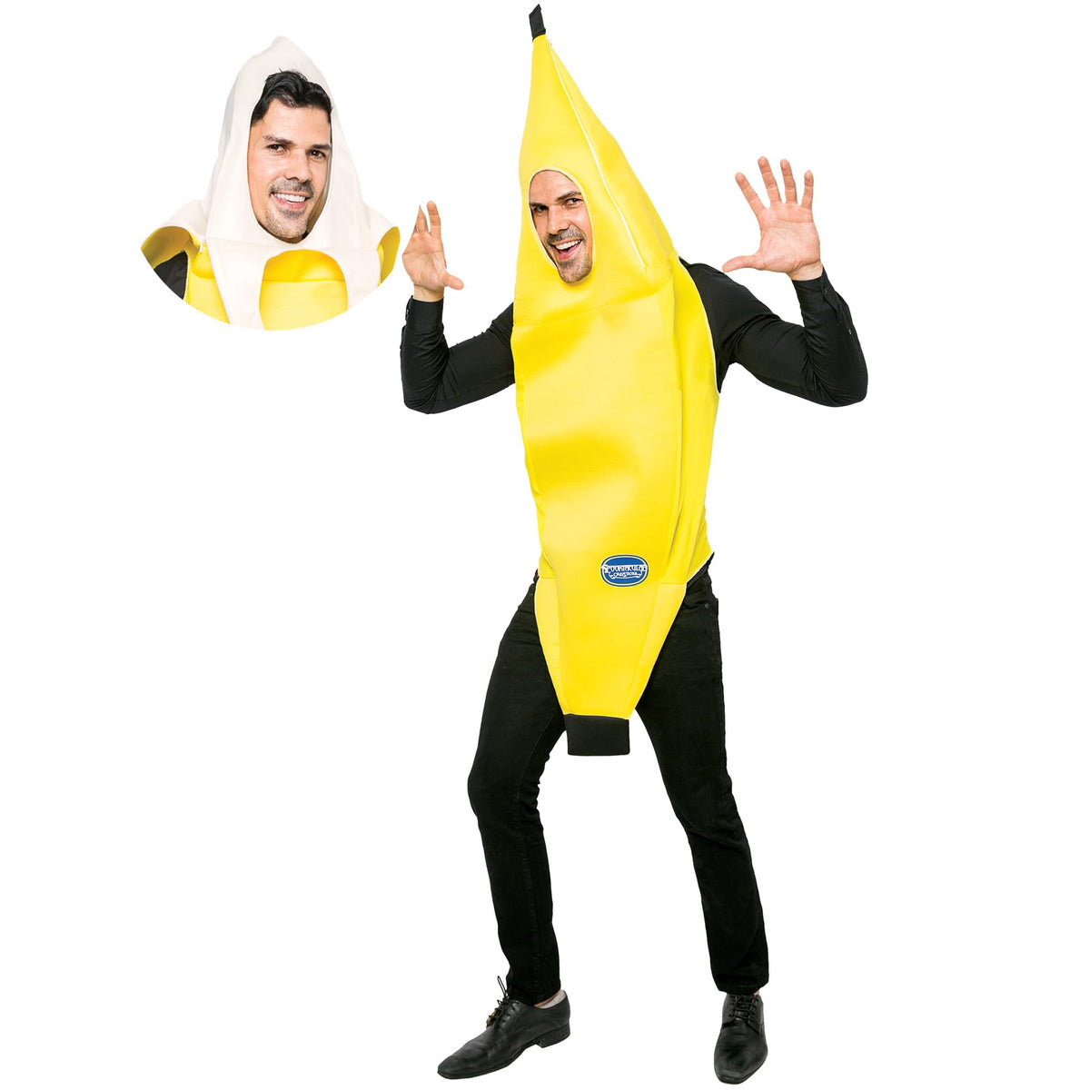 Joyfy Men's Banana Costume for Adult Funny Fruit Costume Banana Halloween Fancy-Dress Costume for Themed Party Cosplay