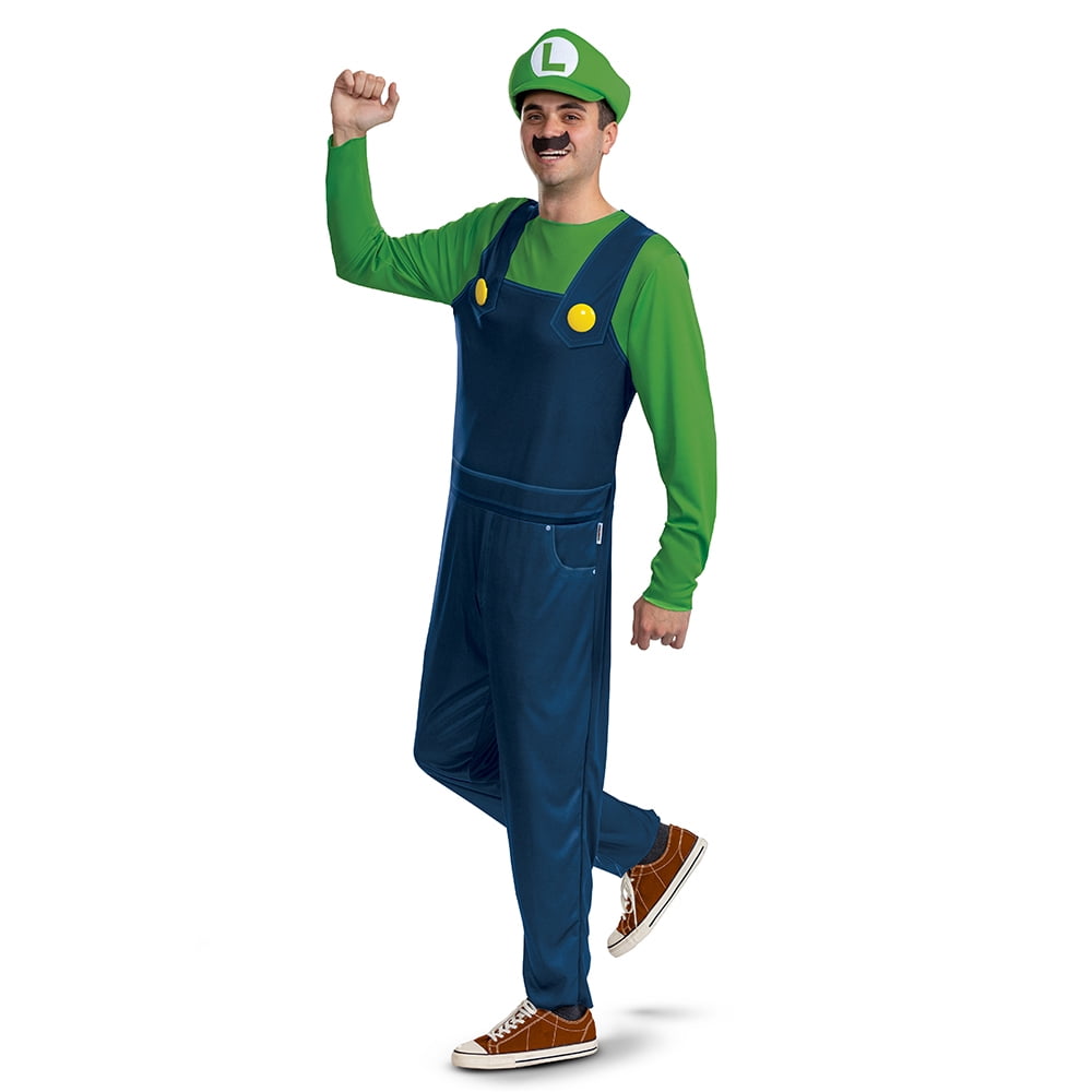 Nintendo Super Mario Bros. Luigi Halloween Costume for Adults, Mens Size XL (40/42), by Disguise