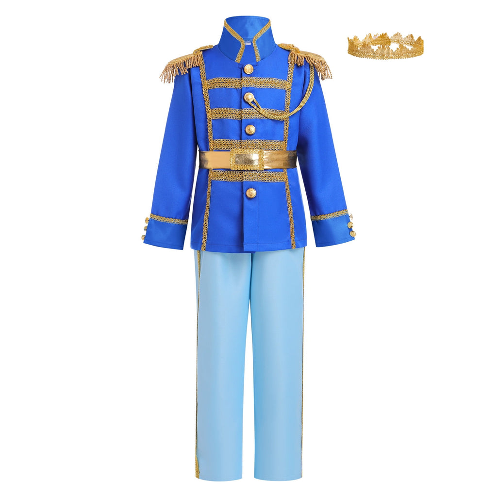 IBTOM CASTLE Boys Prince Charming Costume Halloween Cosplay Dress up Birthday Party Medieval Royal Prince Outfits for Toddler Child 3-4 Years Red 4pcs