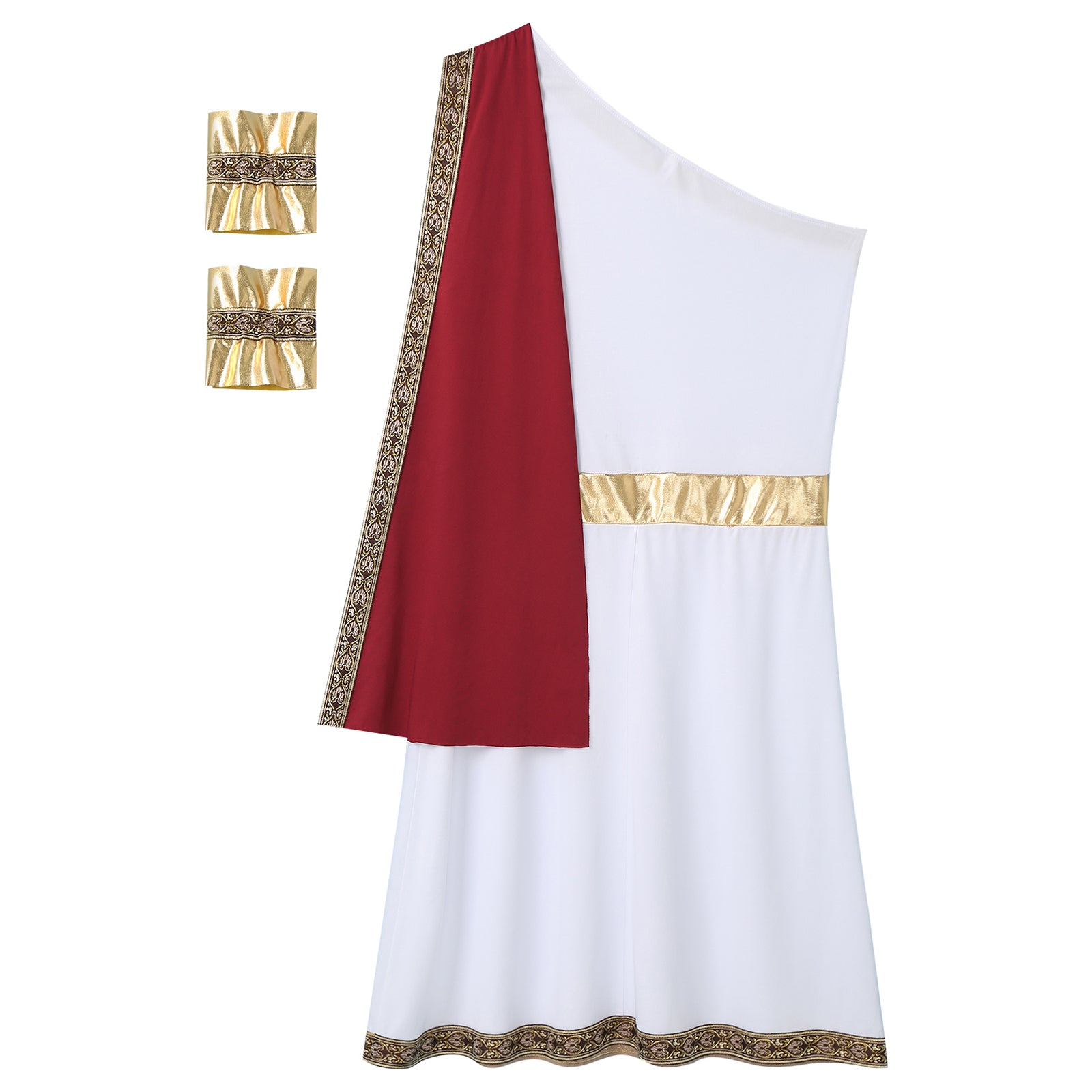YiZYiF Mens Halloween Ancient Greek Cosplay Costume Roman Toga Caesar Party Fancy Dress Up Set Black S