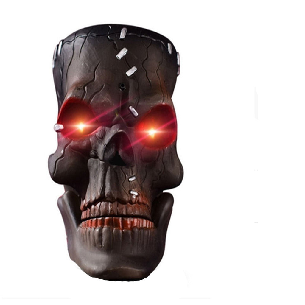 MInHoues Halloween Decoration - Electric Halloween Skull Head, Glowing Skeleton Prop with Sound and Motion, Animated Skull for Haunted House, Party Bar KTV Decor, Battery Operated
