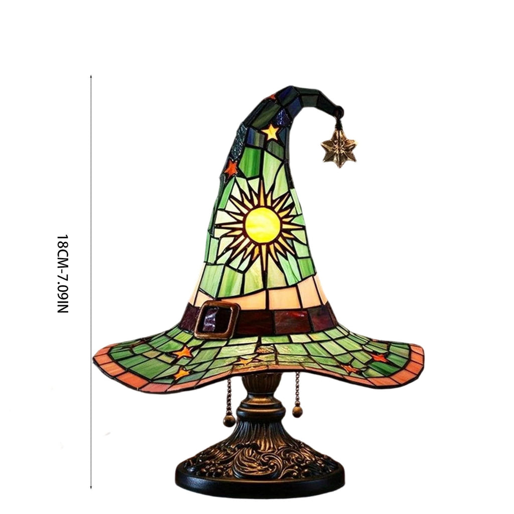 Clearance Halloween Table Lamp Decorations, Witch Hat Lamp Gifts - Handcrafted Retro Resin Witch Lamp, USB Powered Gothic Wizard Hats Night Light, Home Decor Accent Lamps for Bedroom