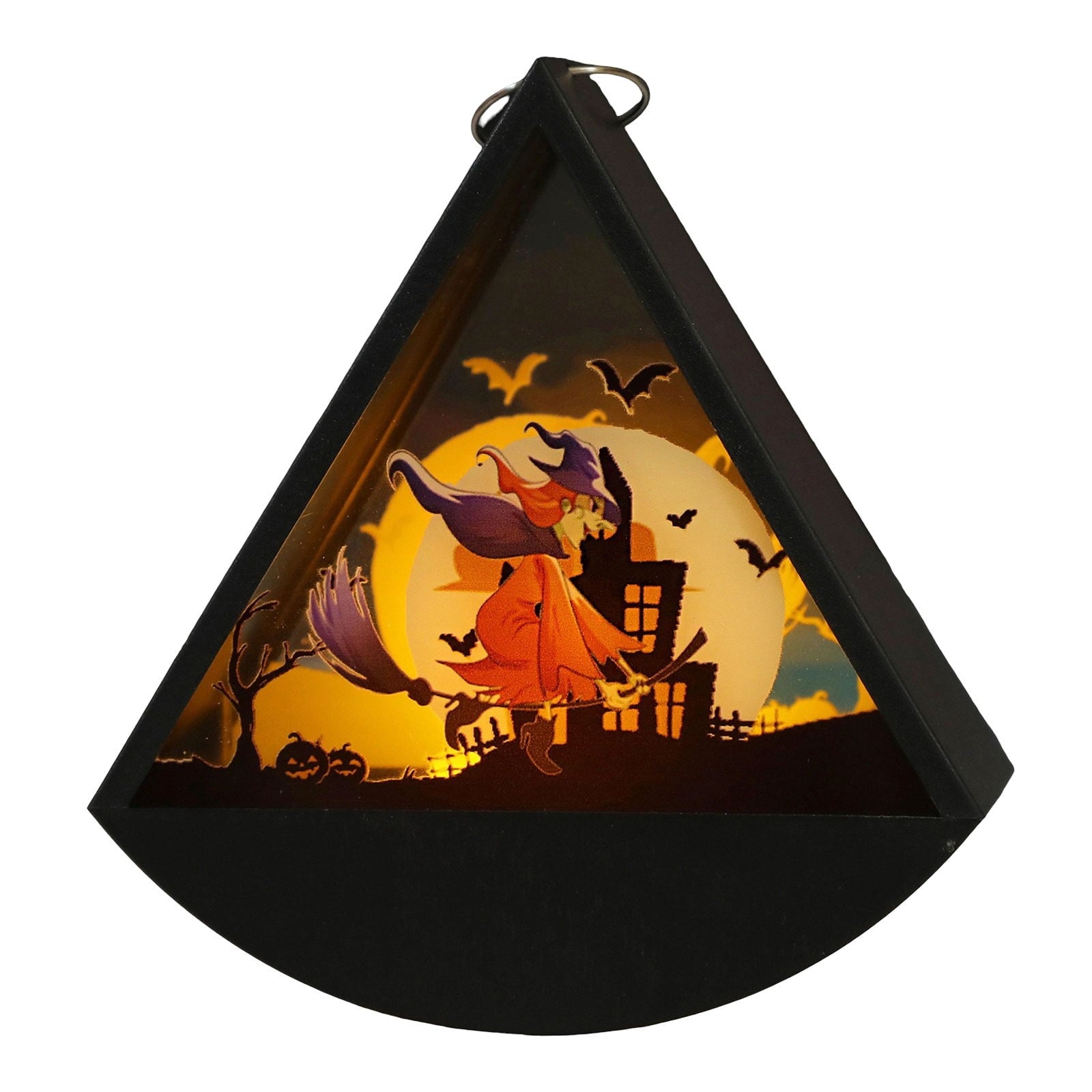 Cheapark Halloween Lanterns Decorations, Battery Operated Black Pumpkin Witch Lanterns, Flickering Light For Indoor Party Home Decor