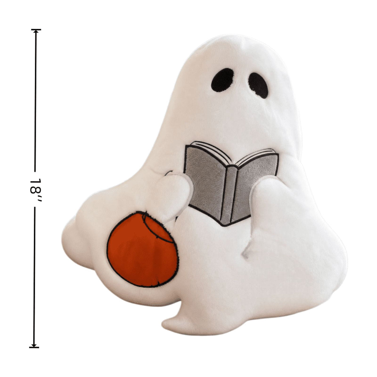 Halloween Ghost Reading Book Throw Pillow Cover, Spooky Library Bookshelf Skull Candlestick Decorative Pillowcase, Retro Halloween Cushion Cover