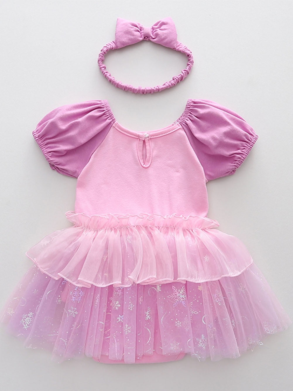 WIBACKER Infant Baby Girls Princess Romper Costume Onesie Fancy Dress Bodysuit with Headband Halloween Birthday Dresses