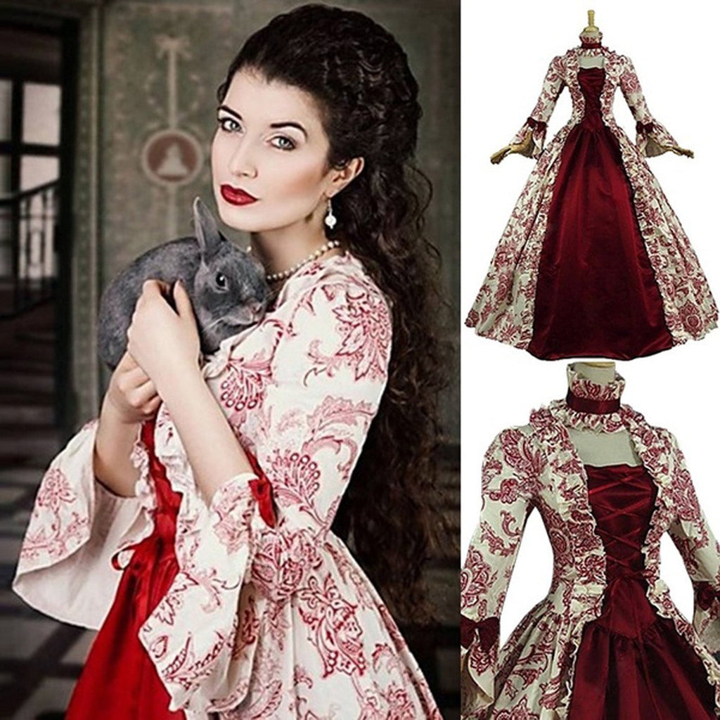Hvyesh Plus Size Medieval Dress for Women Formal Ball Gown Victorian Dress Trumpet Sleeve Gorgeous Cocktail Party Dress