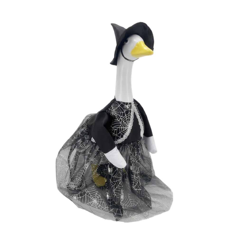 Outdoor Holiday Yard Decor, 23 Inch Porch Goose Outfits, Halloween Pumpkin Themed Porch Goose Clothes, Porch Goose Set with Hat and Treat Bag, Fits Standard 23 Inch Large Porch