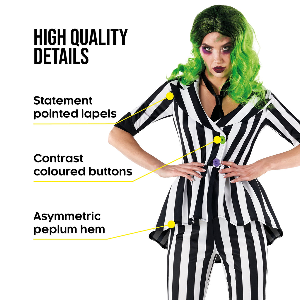 Morph Beetle Striped Suit Women Halloween Costume for Women Black Medium