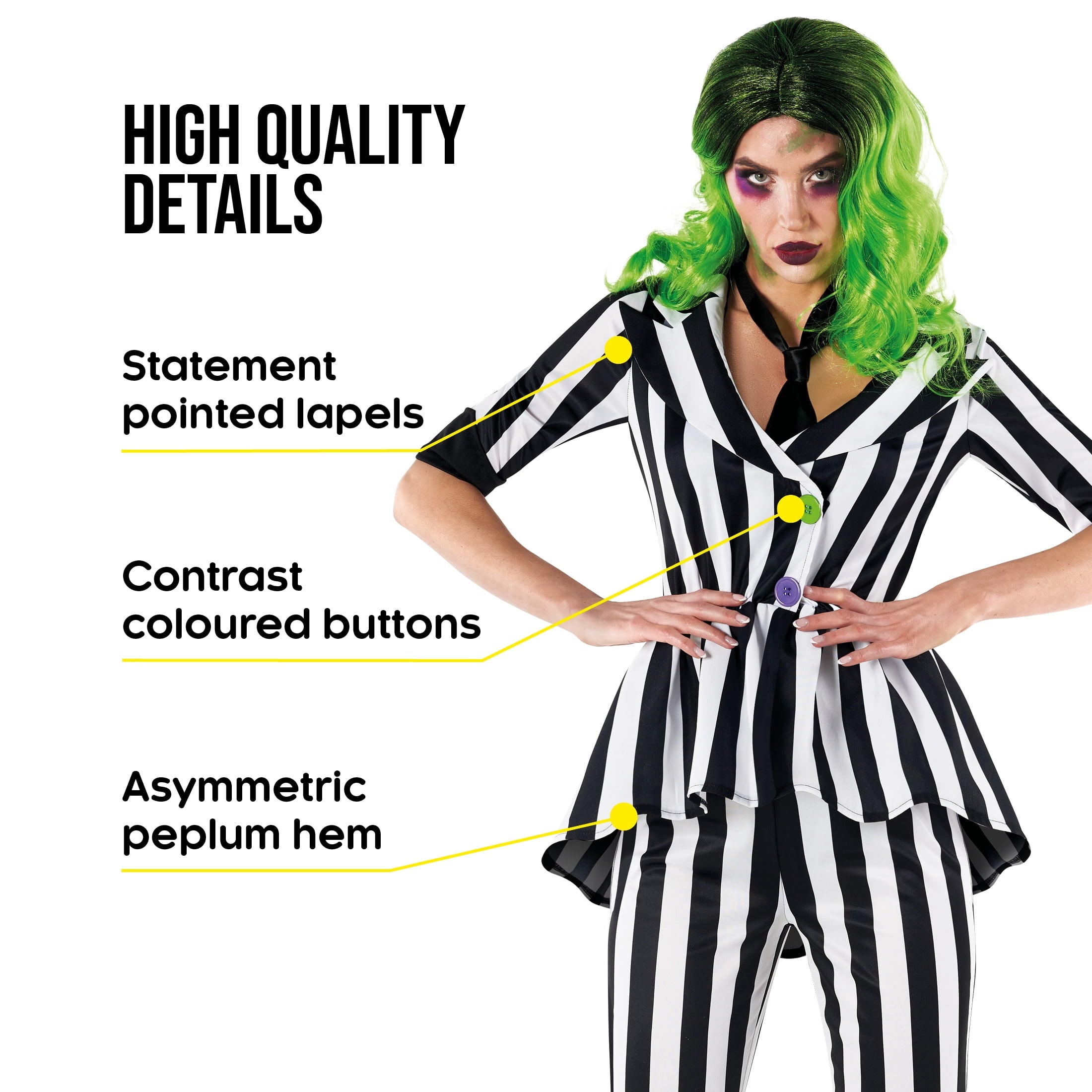 Morph Beetle Striped Suit Women Halloween Costume for Women Black Medium
