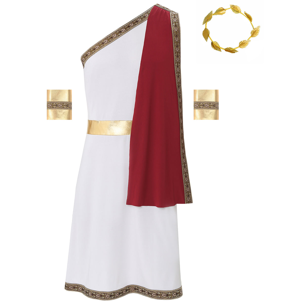 YiZYiF Mens Halloween Ancient Greek Cosplay Costume Roman Toga Caesar Party Fancy Dress Up Set Black S