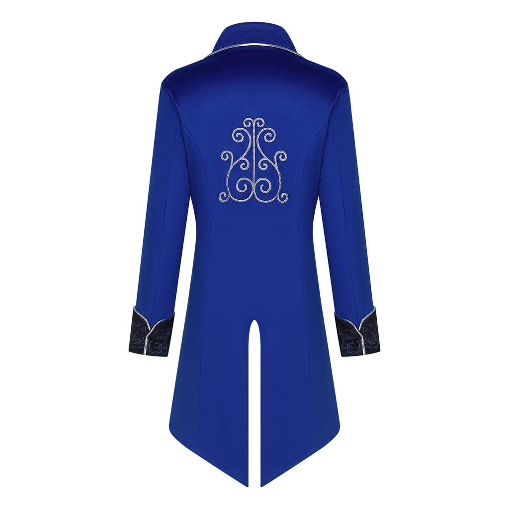 GYQMBT Men Medieval Steampunk Tailcoat Jacket Gothic Victorian Frock Coat Uniform Halloween Party Cosplay Gentleman Costumes, Blue, XL