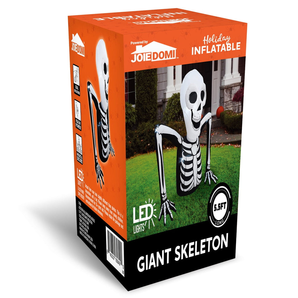 Joyfy 5.5ft Halloween Inflatables Long Light Up Skeleton Ground Breaker Halloween Inflatables Outdoor Decorations,Blow up Halloween Yard Decorations