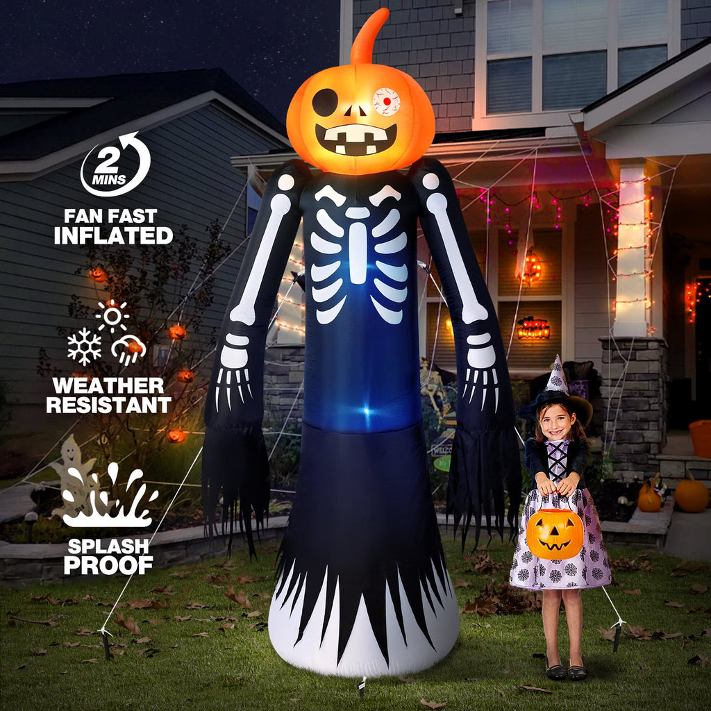 Ayieyill 8.5FT Halloween Inflatables Pumpkin Ghost Family with Built-in LED Lights, Halloween Blow up Yard Decorations