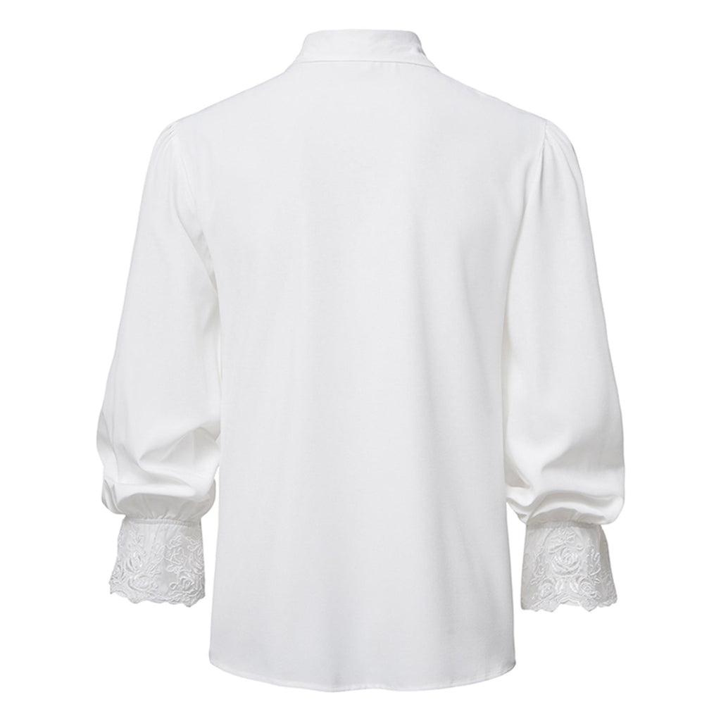 Men LYXSSBYX Mens Shirts Long Sleeve Pullover Stand Collar Ruffled Renaissance Shirt Steampunk Trumpet Sleeve Top