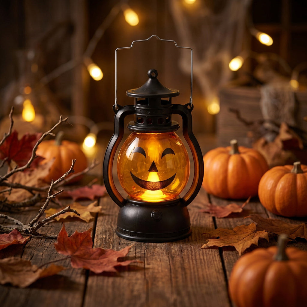 Cheapark Halloween Lanterns Decorations, Battery Operated Black Pumpkin Witch Lanterns, Flickering Light For Indoor Party Home Decor