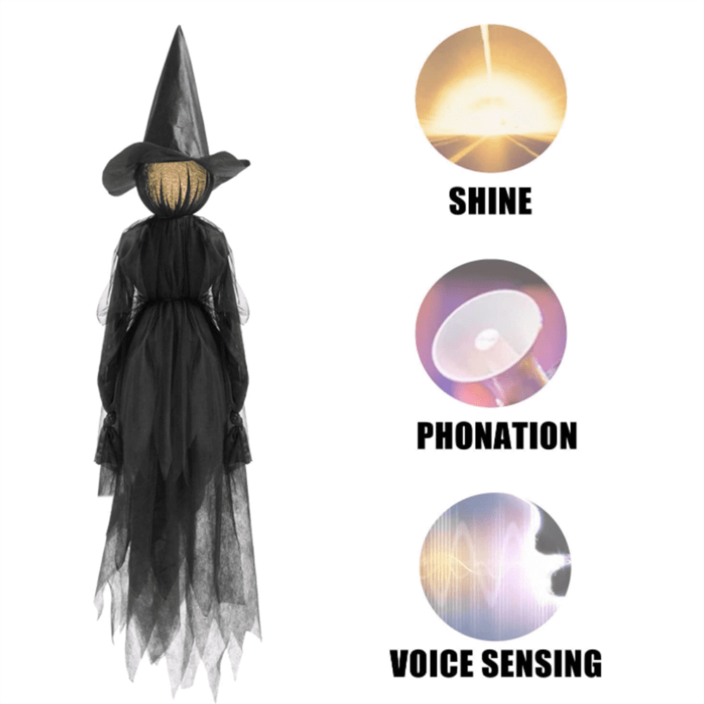 Halloween Glowing Holding Hands Witch, Large Light Up Holding Hands Screaming Witches,Sound-Activated Sensor, Halloween Decor Outdoor, for Home Outside Yard Lawn Garden Party (3Pcs No Voice)