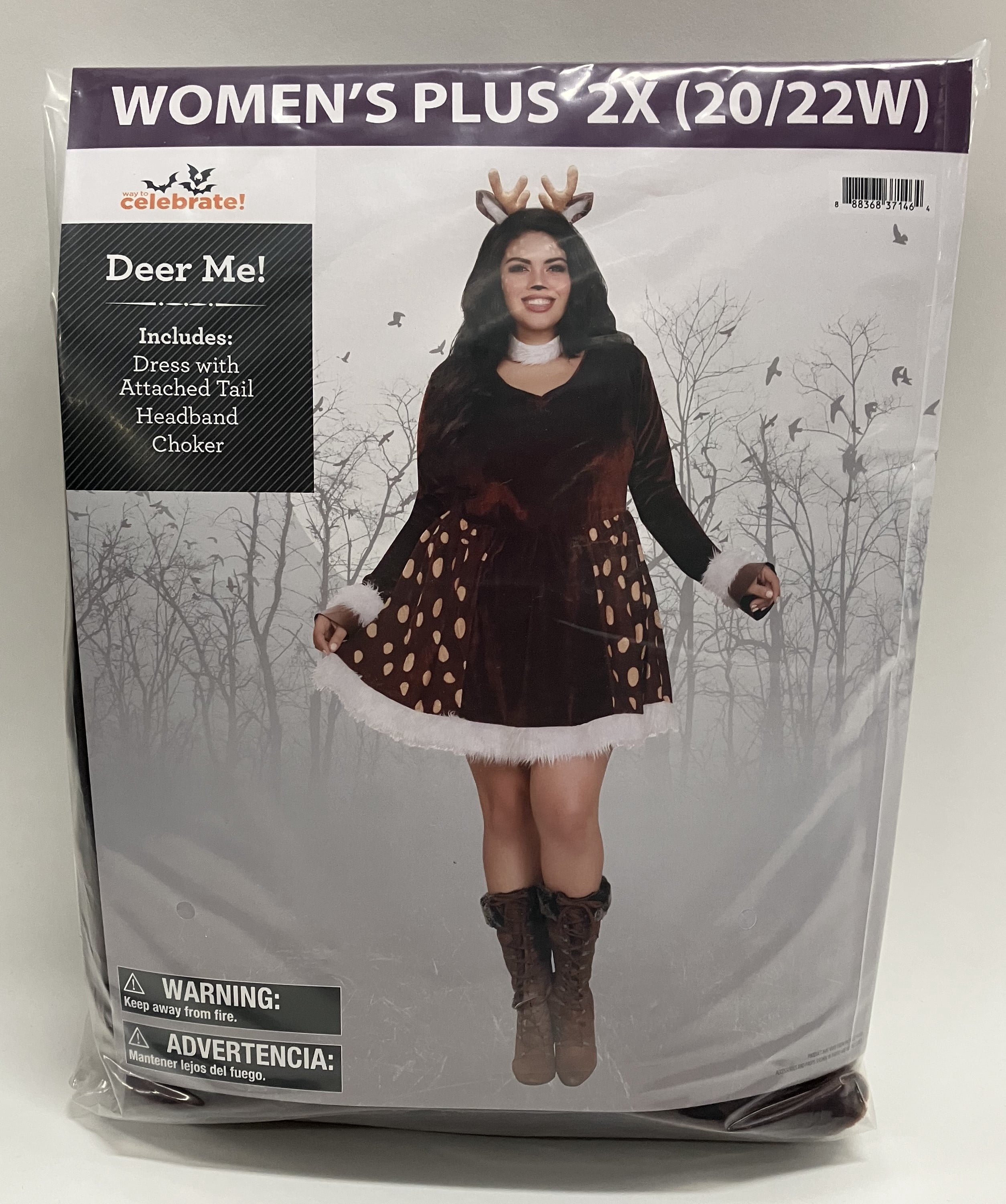 Deer Me! Halloween Costume for Adults, Women's Size 2X (20/22W), by Way to Celebrate