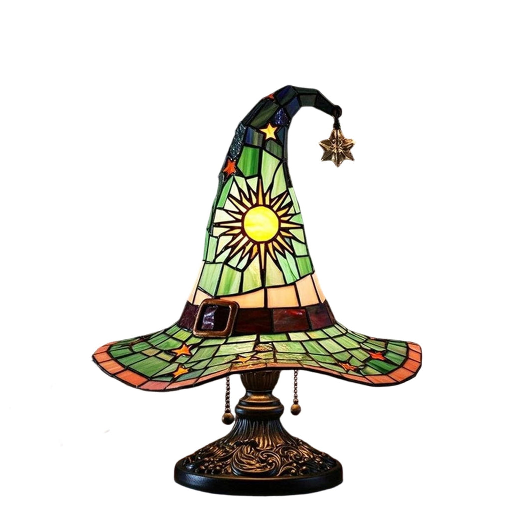 Clearance Halloween Table Lamp Decorations, Witch Hat Lamp Gifts - Handcrafted Retro Resin Witch Lamp, USB Powered Gothic Wizard Hats Night Light, Home Decor Accent Lamps for Bedroom