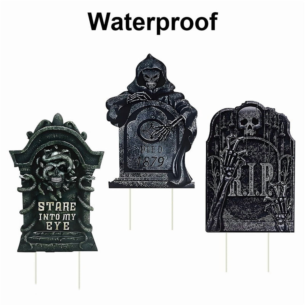 Every Moment Counts 3-Pack Halloween Tombstone Signs with Stakes, Halloween Yard Decor, Halloween Lawn Signs, Halloween Decorations Outdoor