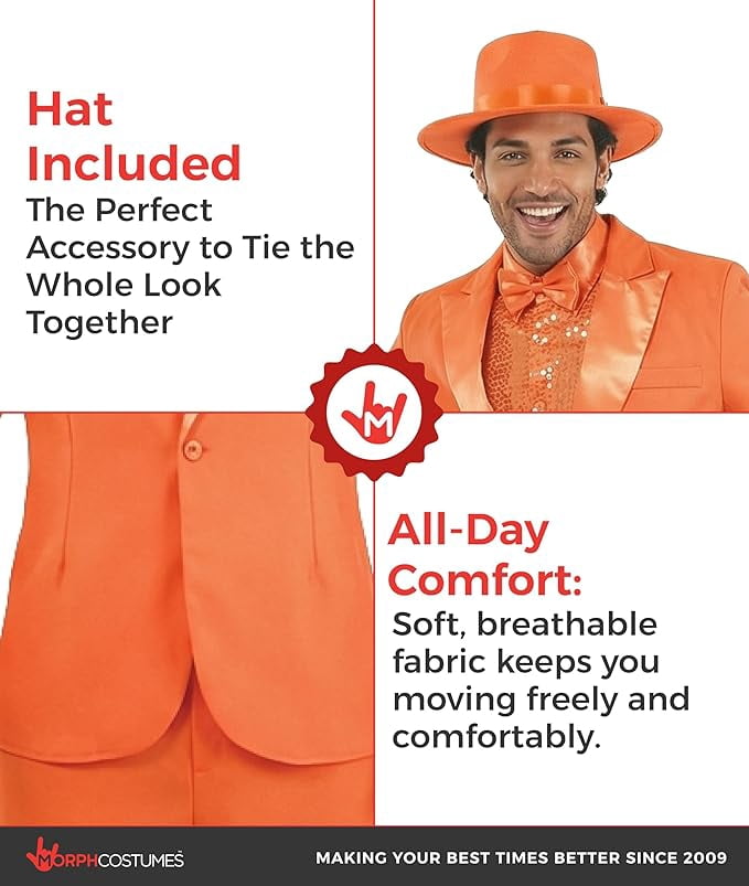 Fun Shack Mens Lloyd Comedy Costume Adult 90s Movie TV Orange Suit Film Halloween Orange M