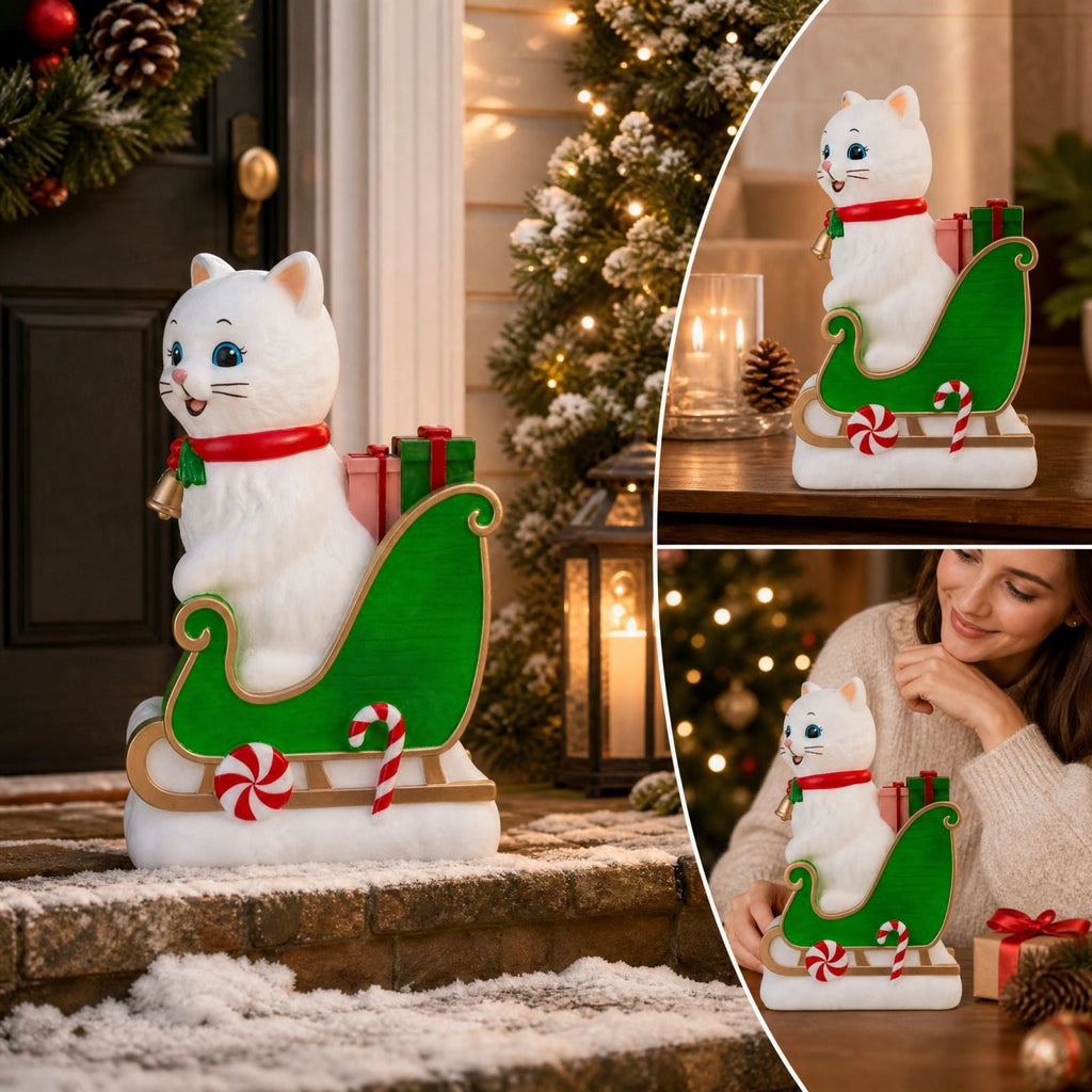 Clearance! Christmas Golden Retriever Statue with LED Lights, Cute Dog Holding Puppy Figurine, Christmas Decoration Indoor Outdoor, Gift for Kiddo Adults