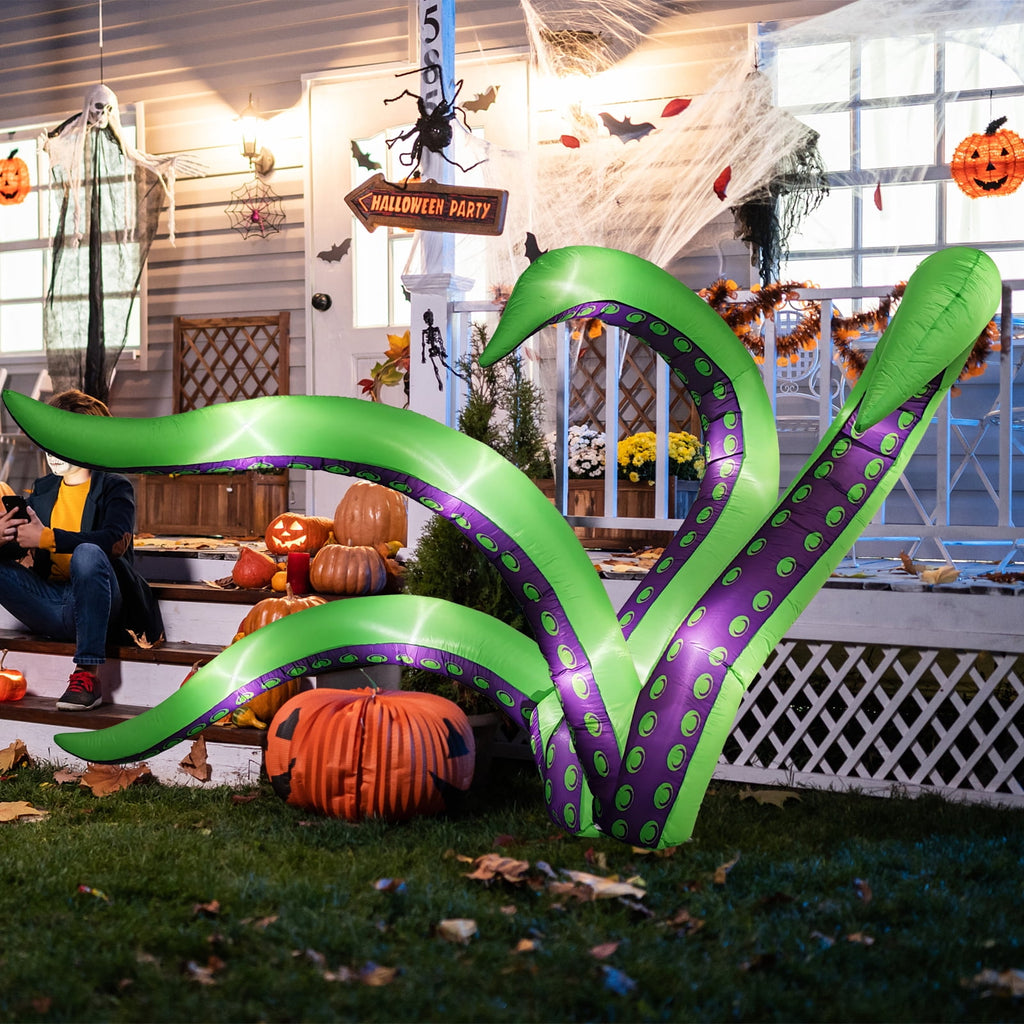UBesGoo 6.9' Halloween Inflatable Octopus Tentacles, Blow Up Halloween Decoration with Built-in LED Lights, 2 pcs