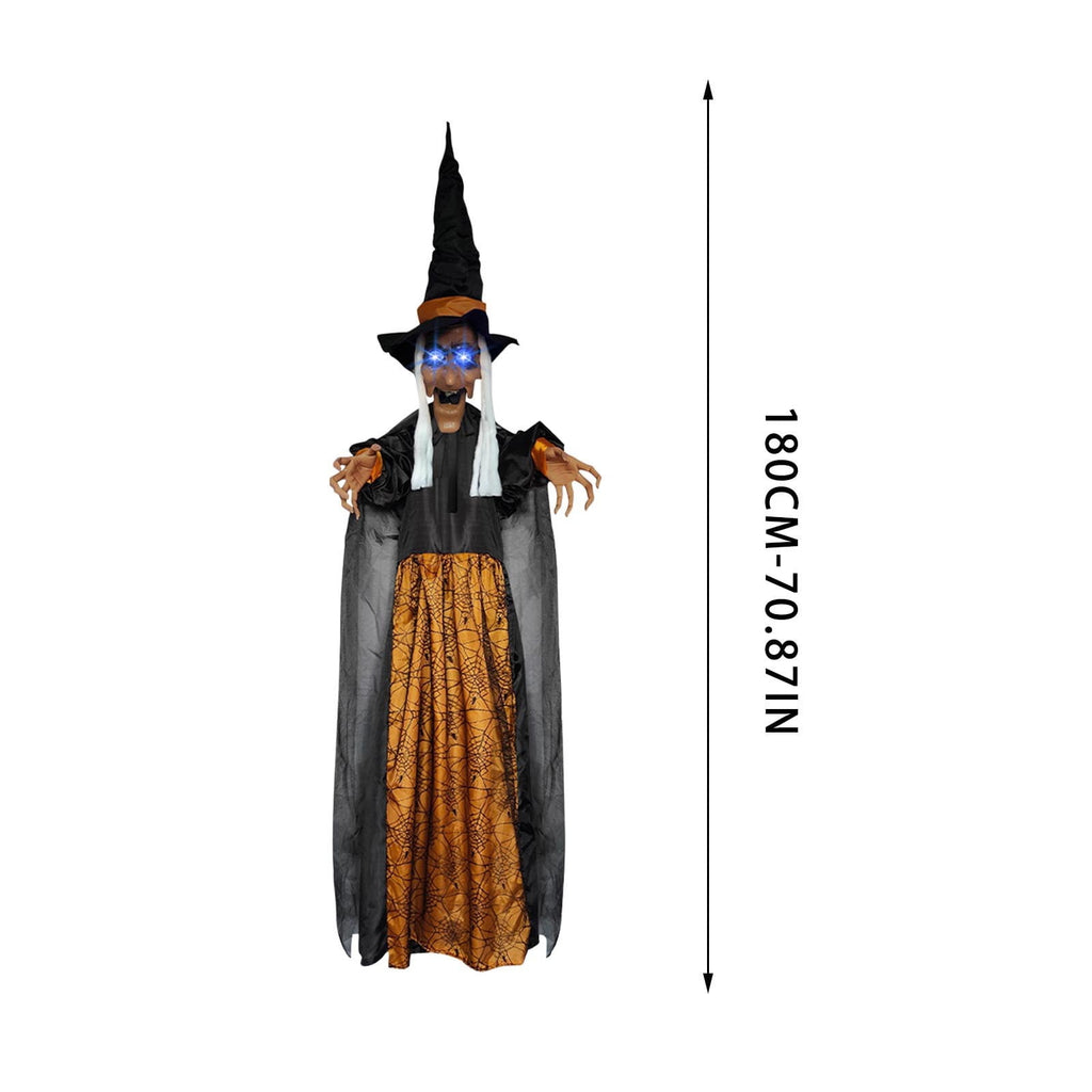 Halloween Animatronics Witch Clearance, Voice Activated Purple Escape Haunt Halloween House Décor & Fright Fest Prop, Life Size Animated Halloween Decoration Outdoor
